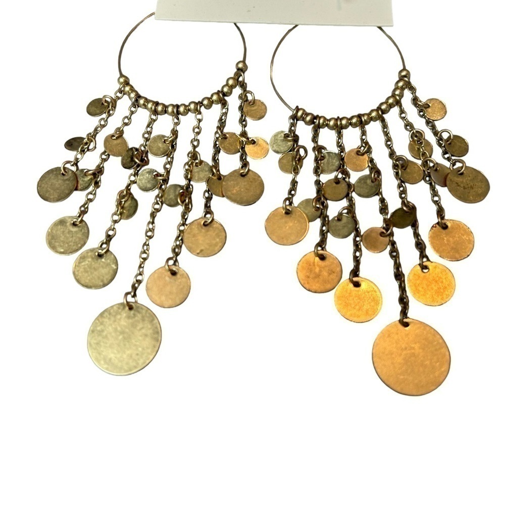 Stephan & Co. Red & Gold Hoop & Hook Drop Dangle Earrings - Picture 6 of 9